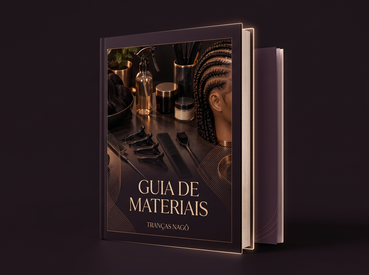 Mockup da capa do Guia de Materiais de Tranças Nagô